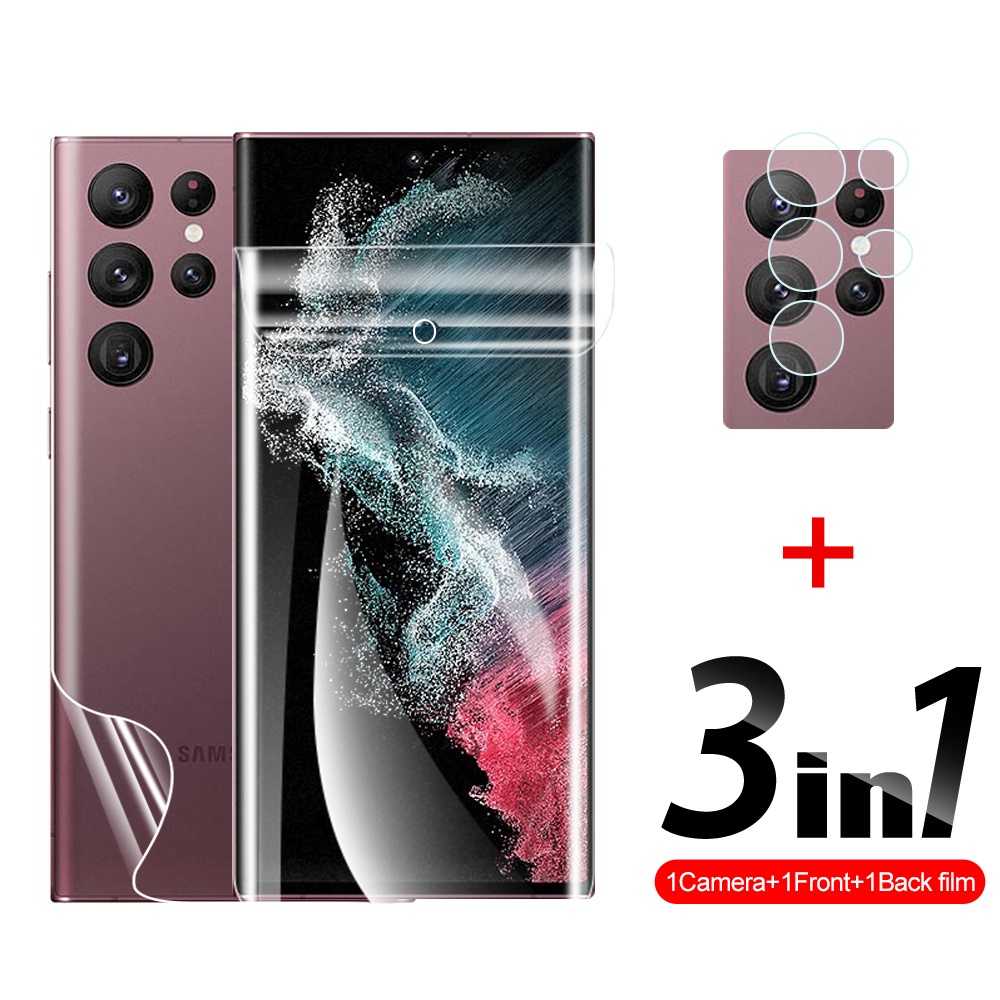 Miếng dán bảo vệ màn hình camera Hydrogel 3 trong 1 cho Samsung Galaxy S22Ultra S22Plus S22 Ultra Plus 5G