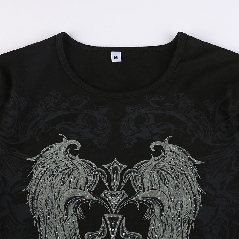 DUNEA Áo thun tay ngắn in họa tiết độc đáo phong cách đường phố cho nữ