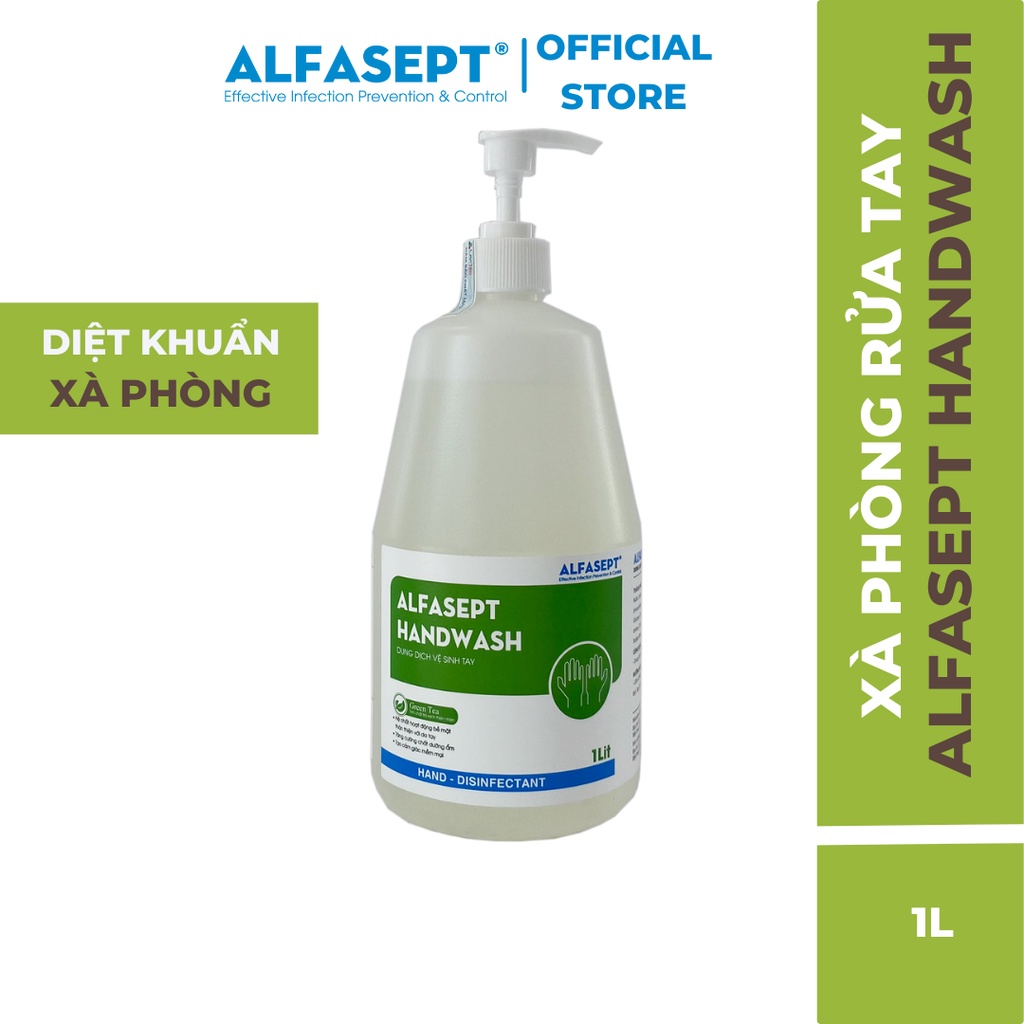 Xà Phòng Rửa Tay ALFASEPT Handwash Chiết Xuất Lá Trà Xanh Thân Thiện Với Da, Giúp Sát Khuẩn Nhanh Chóng, Hiệu Quả Lọ 1L