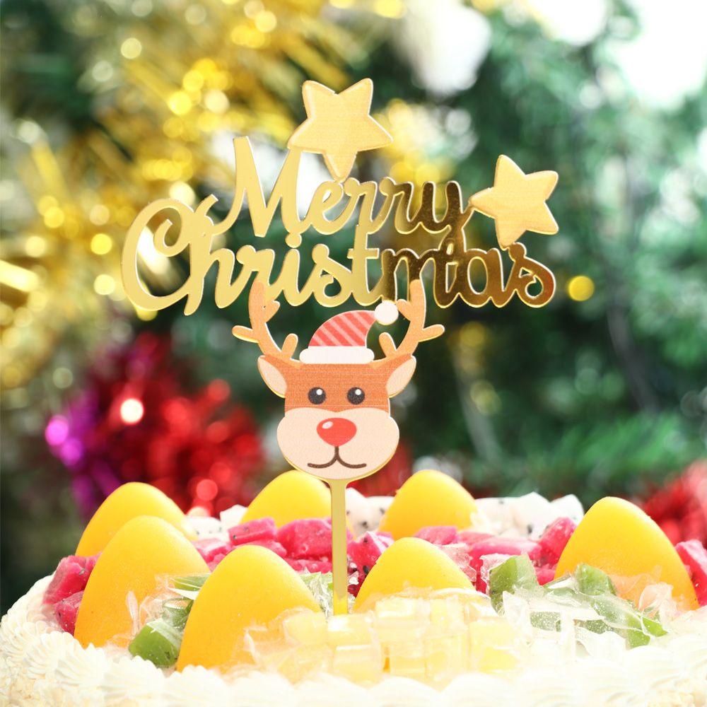 YNATURAL Que Cắm Trang Trí Bánh Kem Chữ Merry Christmas