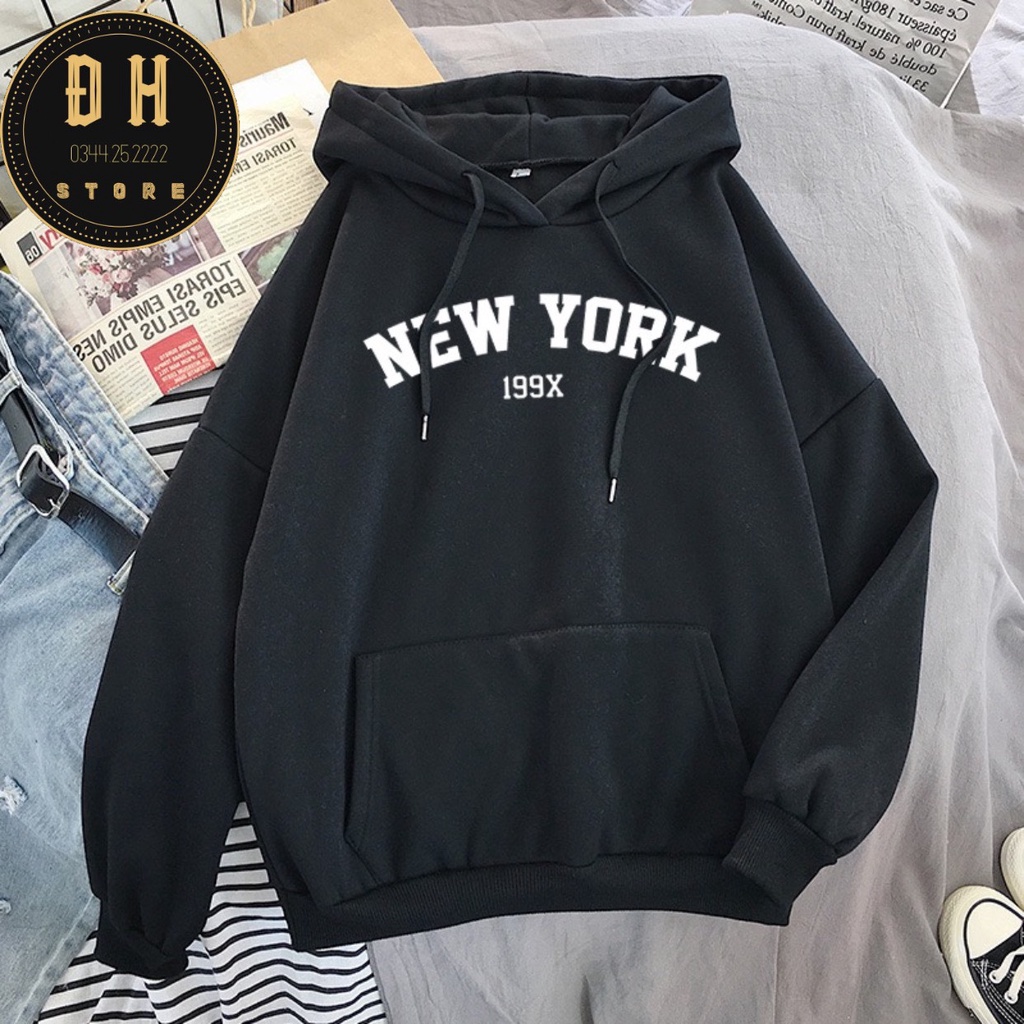 (Mẫu Mới 2021) Áo Hoodie NEW YORK Có Mũ Nam Nữ Chất Nỉ Bông Dày Dặn Form Rộng Unisex- Áo Nỉ Nam Nữ Ulzzang Hoạ Tiết. | BigBuy360 - bigbuy360.vn