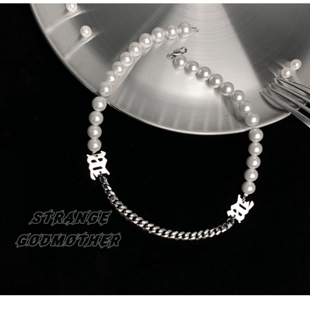 Vòng Cổ Đính Ngọc Trai Phong Cách Hip Hop