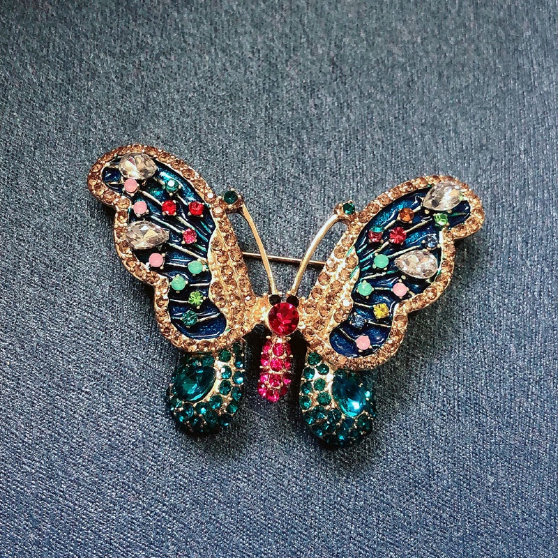 Trâm Cài Áo Hình Bướm Đính Đá Ba Chiều Dễ Phối Đồ Cho Nữ