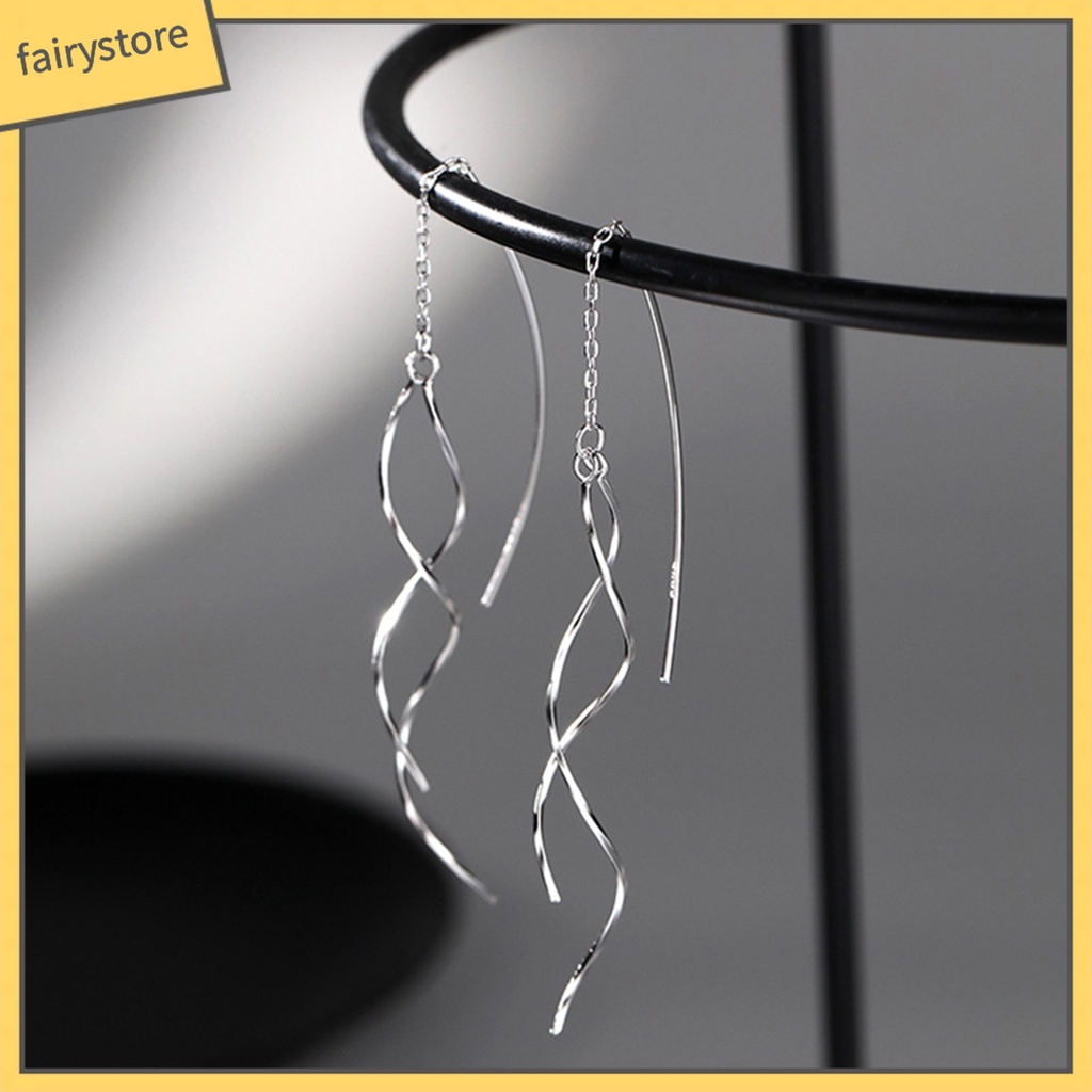 1 Đôi Bông Tai Dạng Xoắn Sáng Bóng Dễ Phối Đồ Thời Trang Dự Tiệc Cho Nữ