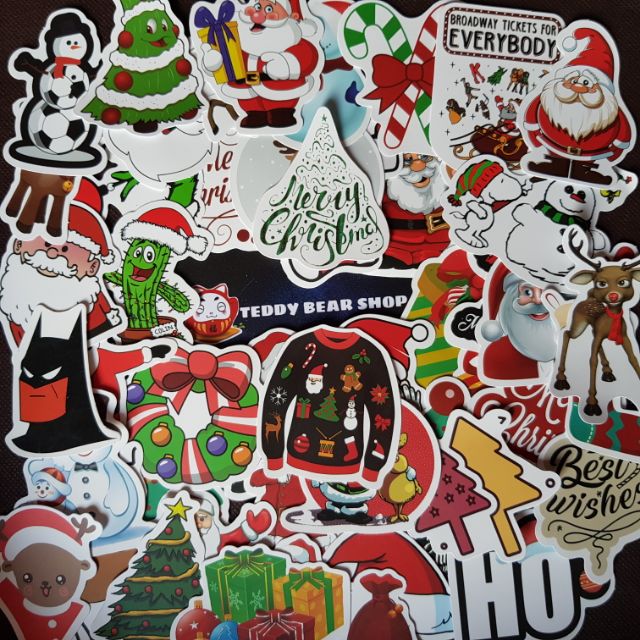 Set 50 miếng sticker không trùng lặp chúc mừng giáng sinh 2019