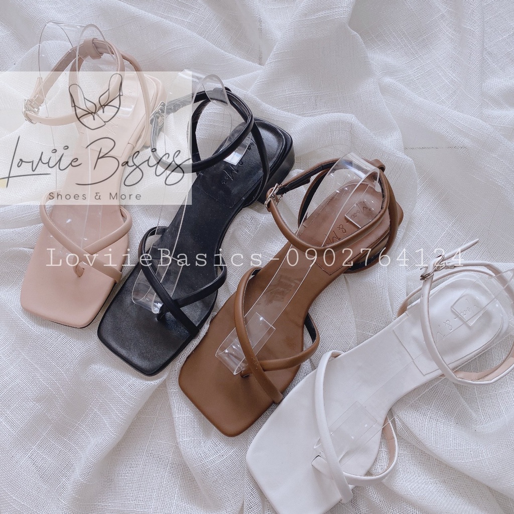 GIÀY SANDAL NỮ LOVIIE BASICS - SANDAL QUAI MẢNH XỎ NGÓN THỜI TRANG - GIÀY QUAI HẬU MŨI VUÔNG ĐẾ BỆT S220304