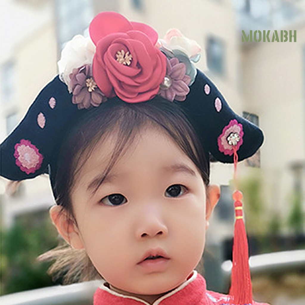 Cài Tóc Đính Hoa Tua Rua Hóa Trang Công Chúa Trung Hoa Cổ Điển Cho Bé Gái