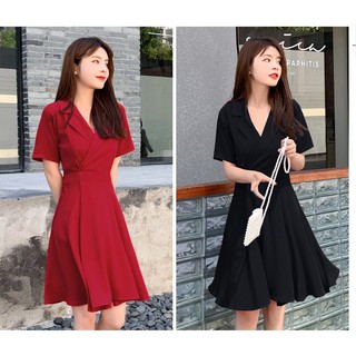 Váy cho con ti, dáng xòe, cổ bẻ