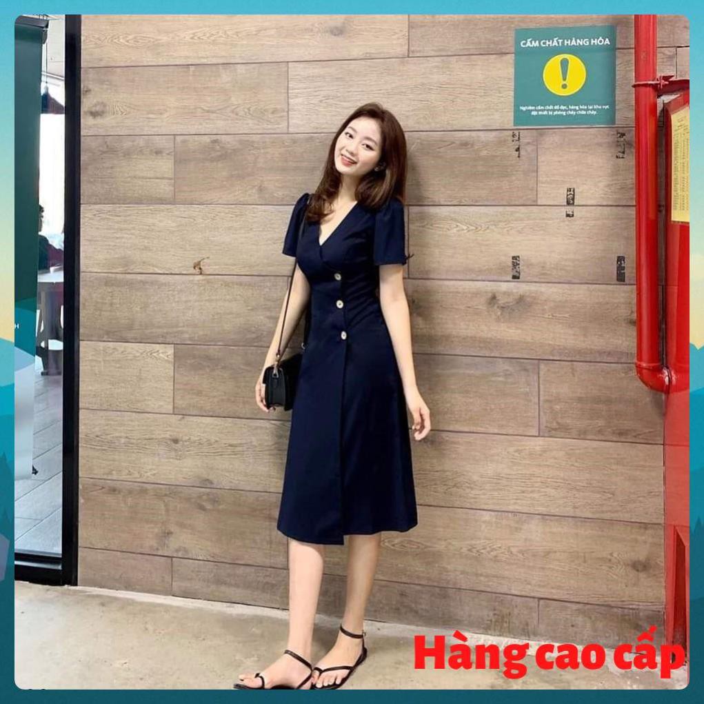 (Hàng cao cấp) Đầm công sở vạt chéo nút gỗ xinh xắn - Hebe Dress