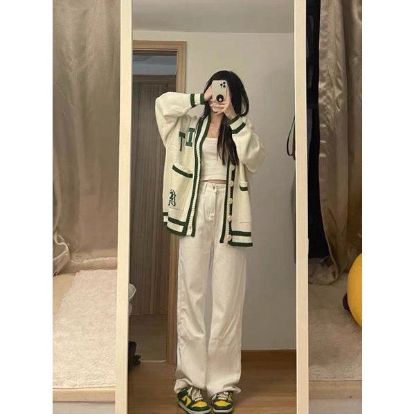 Lea - Cardigan viền xanh lá phong cách Hàn Quốc | BigBuy360 - bigbuy360.vn
