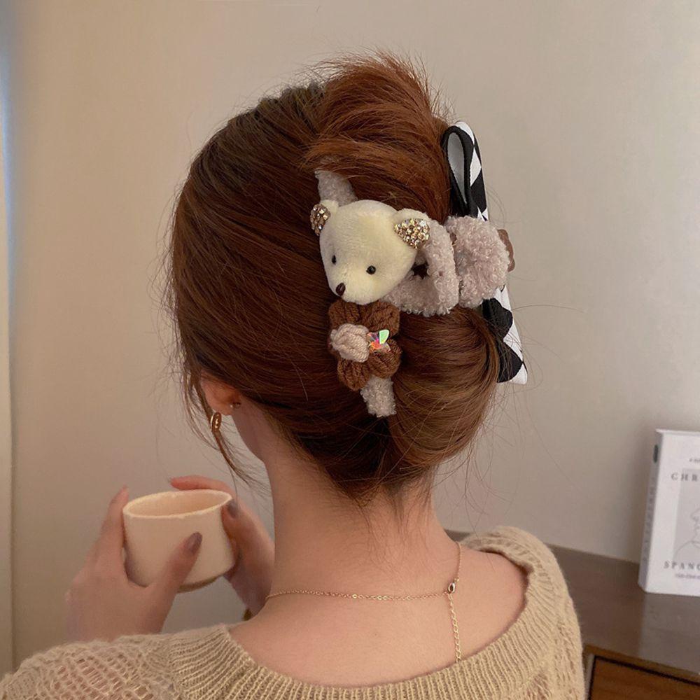 Kẹp Tóc Nơ Họa Tiết Kẻ Ô Dễ Thương Ngọt Ngào WMES15H Cho Nữ|Kẹp Tóc Hình Cá Mập Dễ Thương