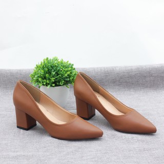 LiB - Giày Cao Gót Nữ Công Sở 5 cm Đế Vuông Trơn Basic 4075