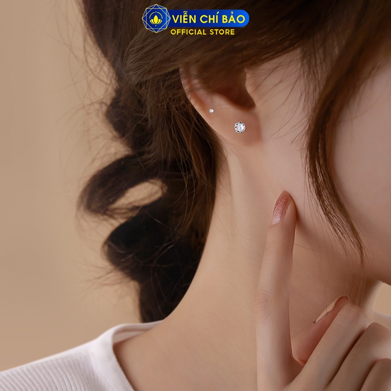 Bông tai bạc nữ nụ đá lấp lánh chất liệu bạc 925 thời trang phụ kiện trang sức nữ Viễn Chí Bảo E028 B000145