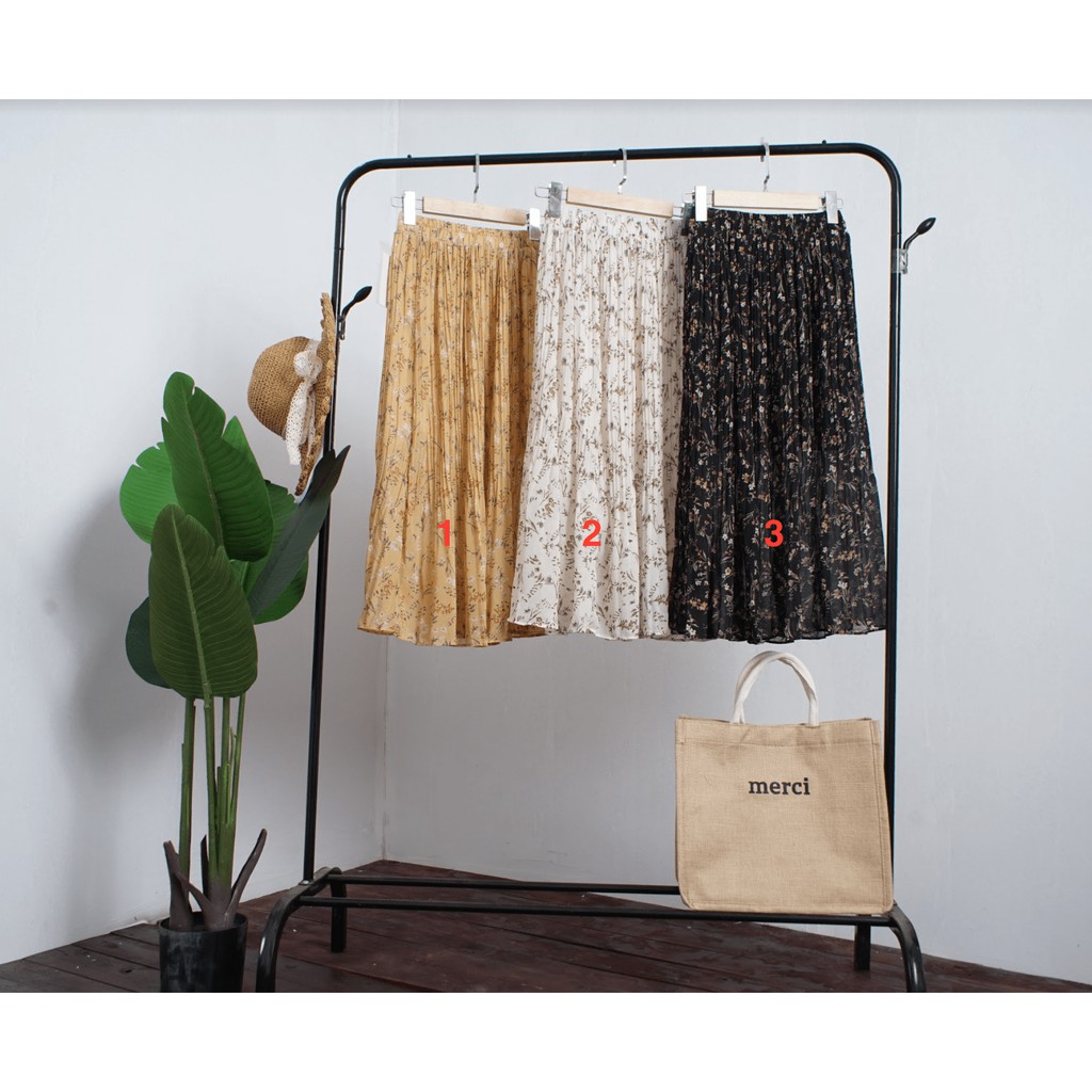 [ẢNH THẬT] Chân Váy Hoa Nhí Dài Xếp Ly Vintage Có Sẵn | BigBuy360 - bigbuy360.vn