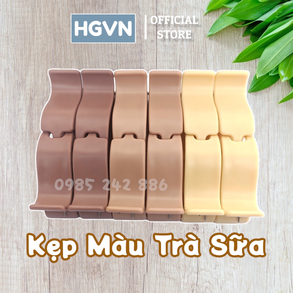 Kẹp Tóc Càng Cua 3 Răng, 5 Răng HGVN Màu Nâu Trà Sữa Pastel Thanh Lịch Cho Nữ Phong Cách Hàn Quốc