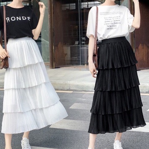 Chân váy bèo 4 tầng dập li