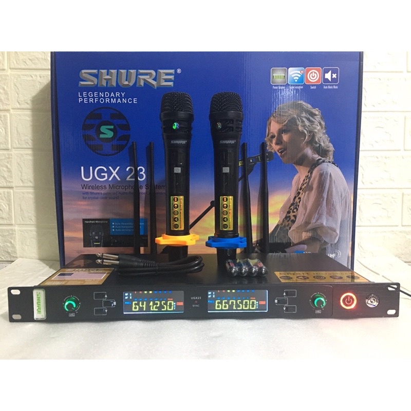 Micro Karaoke Không Dây Shure UGX23 - Hàng Chuẩn Loại 1 Phiên Bản Nâng Cấp Của UGX21, 4 râu bắt sóng cực mạnh