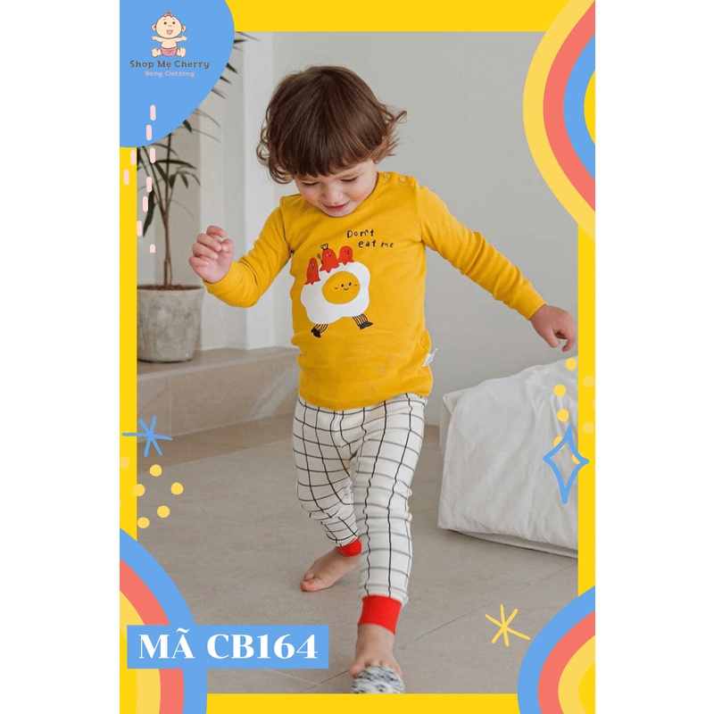 BỘ THU ĐÔNG DÀI TAY CAO CẤP TRẺ EM CỦA HÃNG CORDI-I, CHẤT THUN COTTON ORGANIC, MẪU TRỨNG ỐP LA
