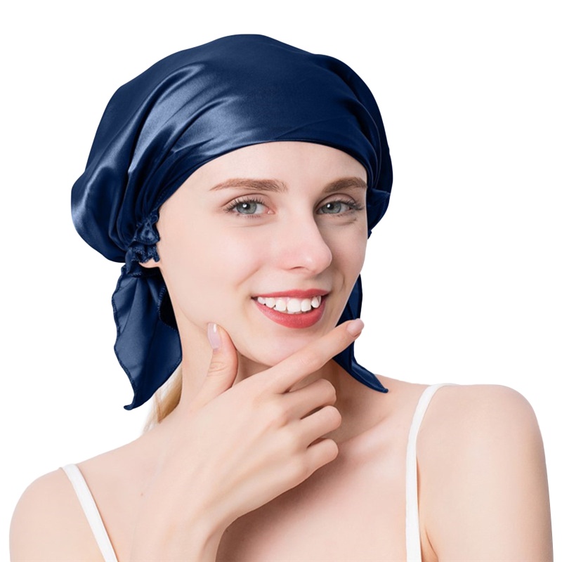 Mũ Trùm Đầu Bằng Vải Satin Lụa Co Giãn Chăm Sóc Tóc Dài Cho Nữ