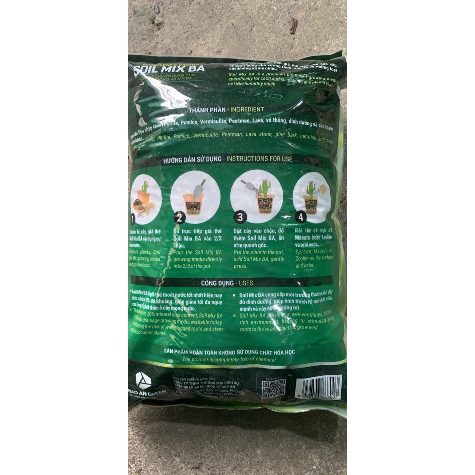 Giá thể sen đá, xương rồng Soil Mix BA trộn sẵn 6,5dm3