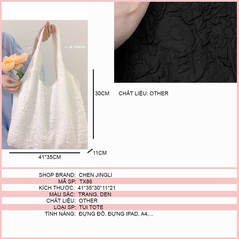 Túi tote vải canvas đeo chéo đeo vai nữ CHEN, tui tote đeo vai a4 phong cách ulzzang đi học đi chơi TX86