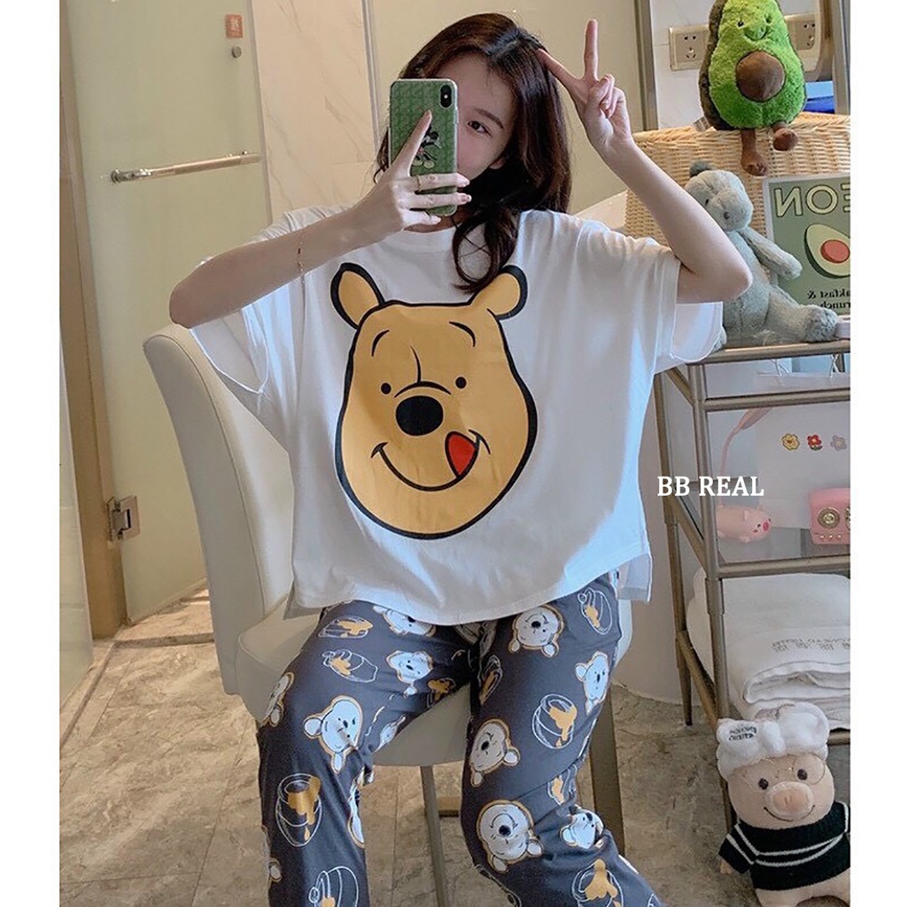 Đồ Bộ Mặc ở Nhà Bộ Đồ Ngủ Nữ Quần Dài Pijama Thun Lạnh Đẹp [CODE 45-48] Freesize Từ 45-55Kg - BB REAL | BigBuy360 - bigbuy360.vn