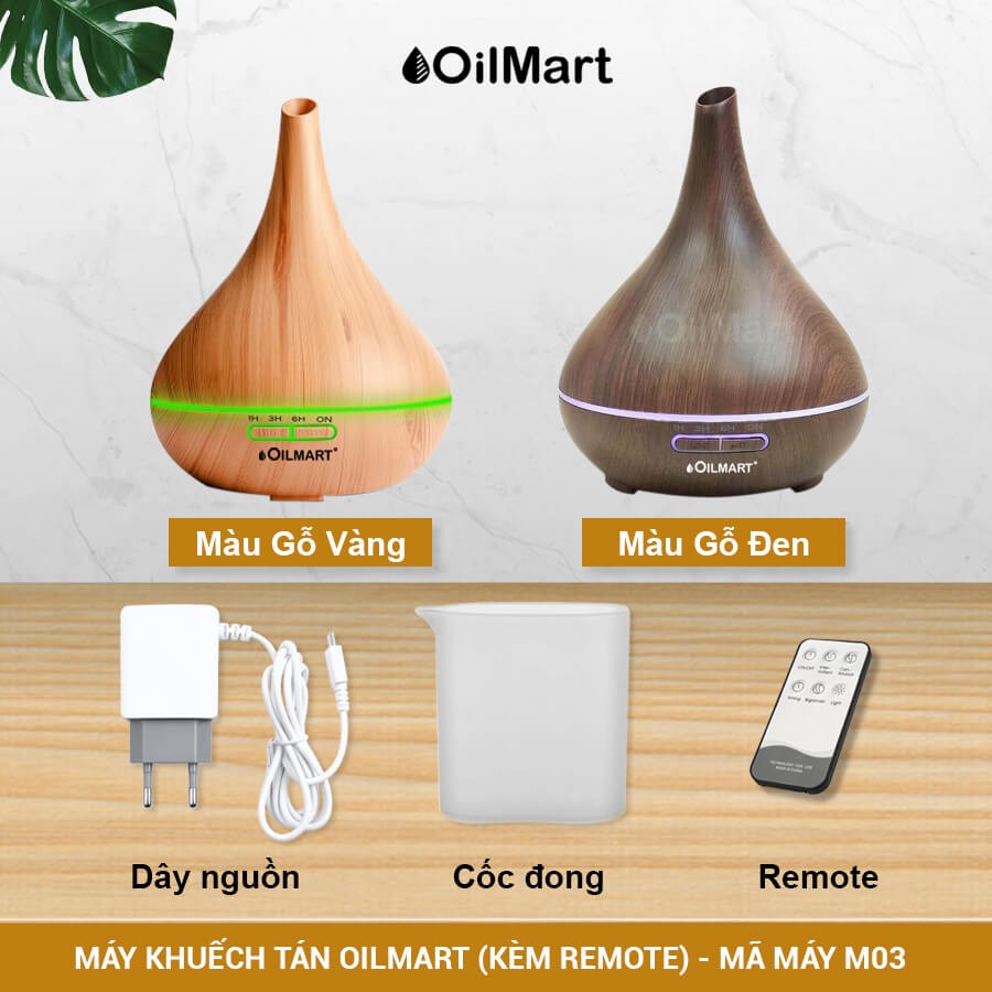 Máy Phun Sương Tinh Dầu Oilmart Bầu Rượu - 14W 400ml (Kèm Điều Khiển)