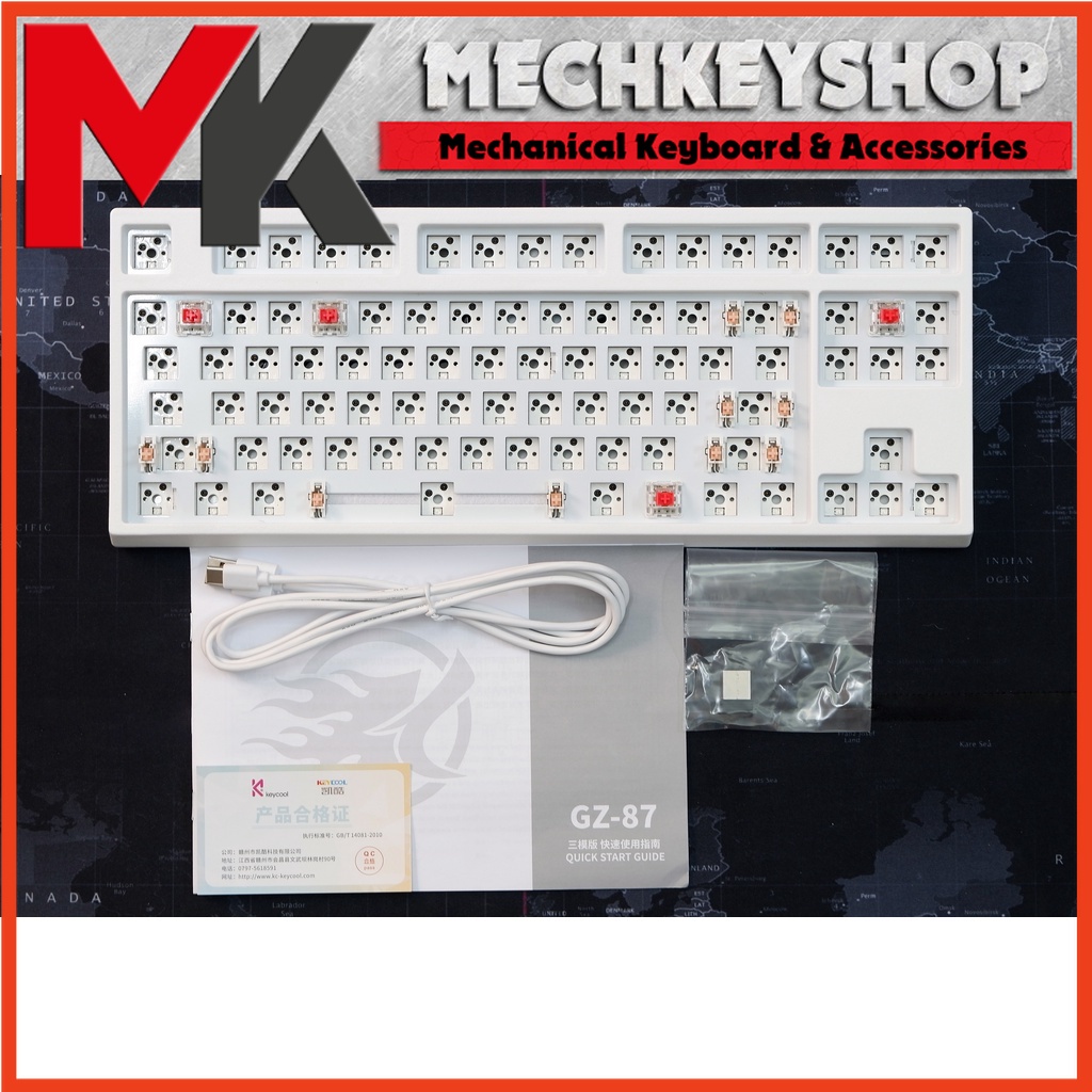 [Mã 44ELSALE2 giảm 7% đơn 300K] Bộ kit bàn phím cơ Keycool KC87 3 chế độ kết nối, mạch hotswap xuôi, RGB GZ87 M3