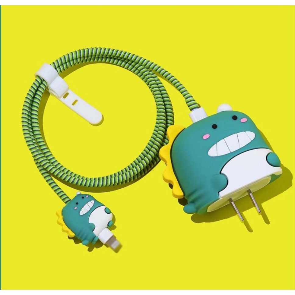 Bộ Phụ Kiện Bảo Vệ Cáp Và Củ Sạc Iphone 11-12-13-14 Bằng Silicon Hình Hoạt Họa  Siêu Dễ Thương