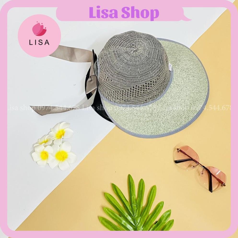 [HÀNG CAO CẤP] Mũ cói chống nắng, nón cói đi biển vành rộng phối nơ mặt sau siêu hot 2021, M15