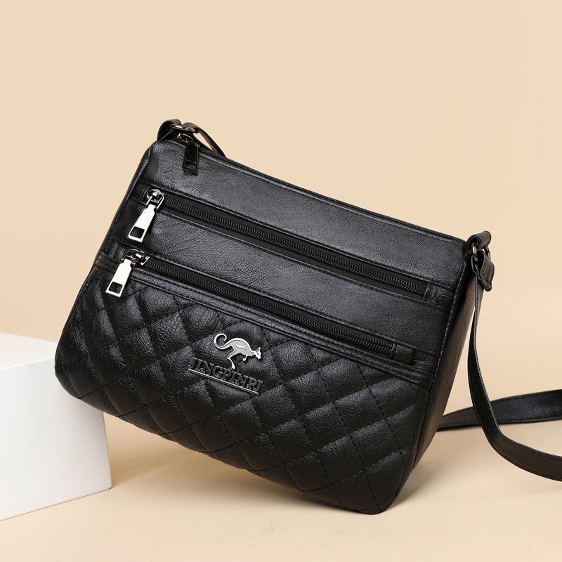 Momo Túi Đeo Chéo Vai Bằng Da Thật Thêu Họa Tiết Mới Cho Phụ Nữ Trung Niên