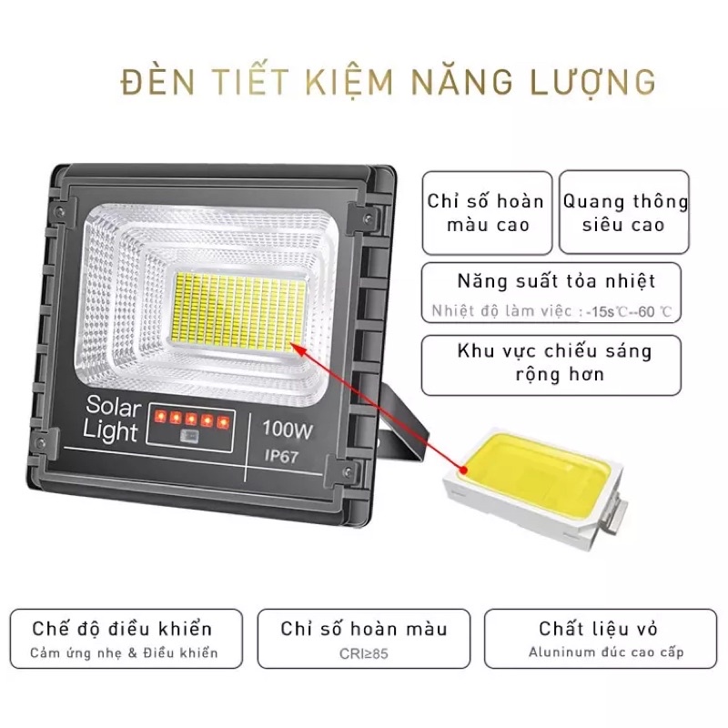 Đèn Pha Năng Lượng Mặt Trời 100w 200w 300w Ip67 chống nước