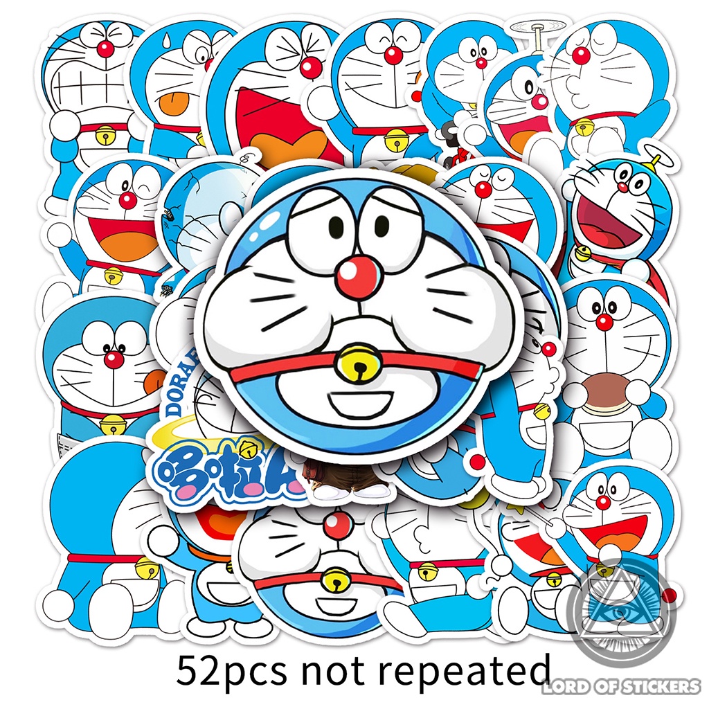 Set 52 Nhãn Dán Hoạt Hình Doraemon Sticker Mèo Máy Doremon Cute Chống Thấm Nước Trang Trí Mũ Bảo Hiểm, Ván Trượt, Vali