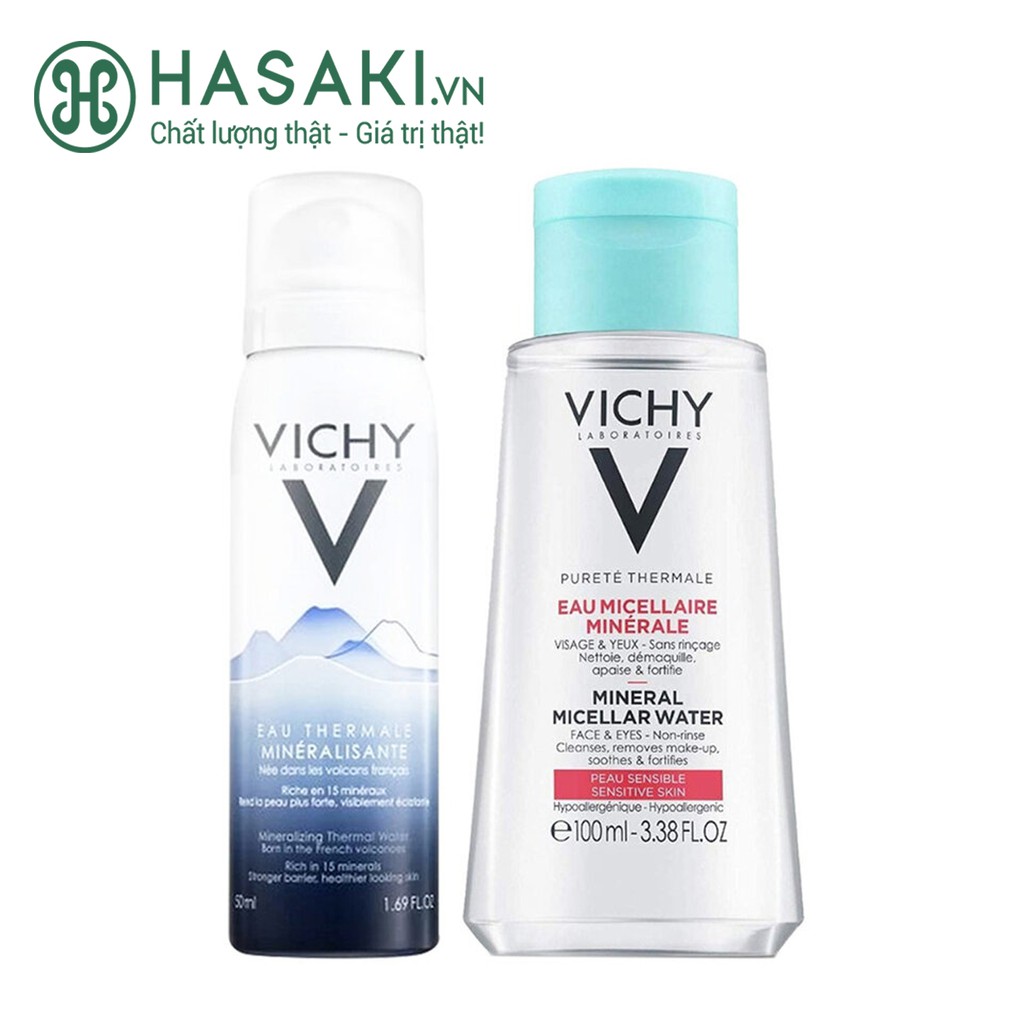 Combo Vichy Nước Tẩy Trang 100ml + Xịt Khoáng 50ml