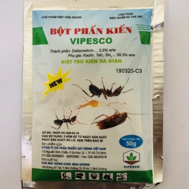 COMBO 5 GOI Bột Phấn Kiến - Trừ Kiến, Gián