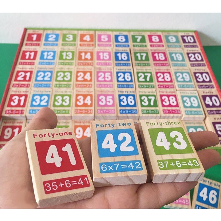 Đồ Chơi Domino Số Học 1️⃣0️⃣0️⃣ Chi Tiết Bằng Gỗ Cho Bé