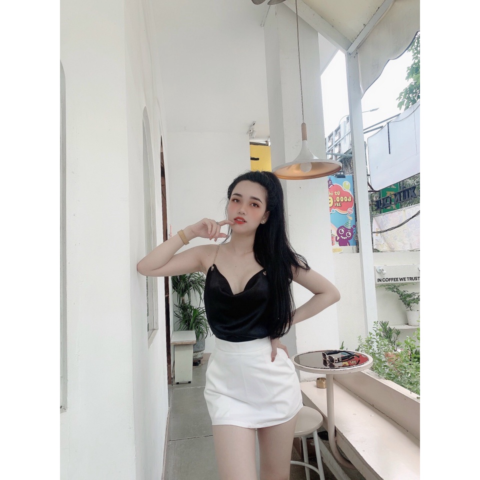 Set áo phi lụa phối ren và váy dập ly xịn U0208