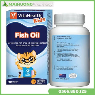 [Chính Hãng] Kids Fish Oil hộp 30 viên nhai , Hỗ trợ cung cấp DHA (Omega 3) từ dầu cá, tốt cho não và mắt.