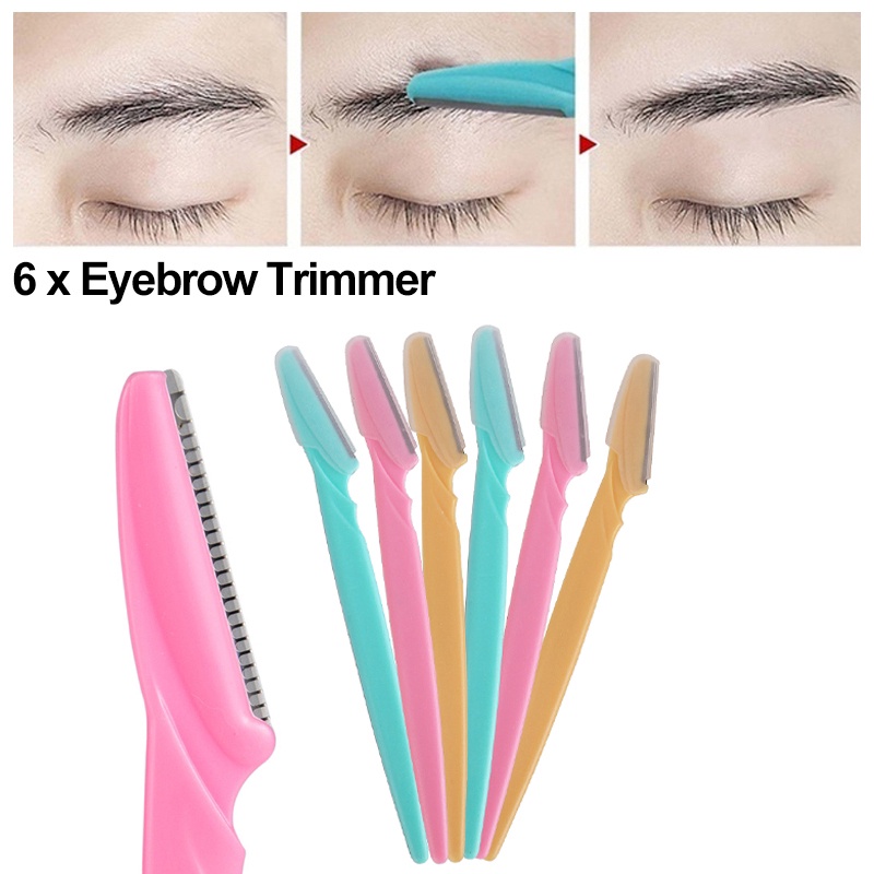 Set 6 Dao Tỉa Lông Mày / Cạo Râu Cầm Tay Không Đau Màu Sắc Ngẫu Nhiên
