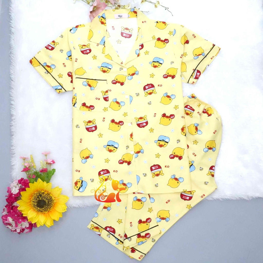 Đồ Bộ Mặc Nhà "Vịt Pow!" Pijama Quần Lửng Kate Thái - Dưới 68kg.