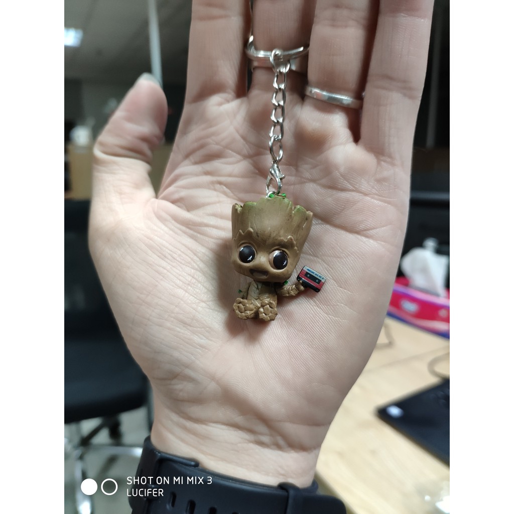 Mô hình, móc khóa Avenger Groot chibi cổ lò xo