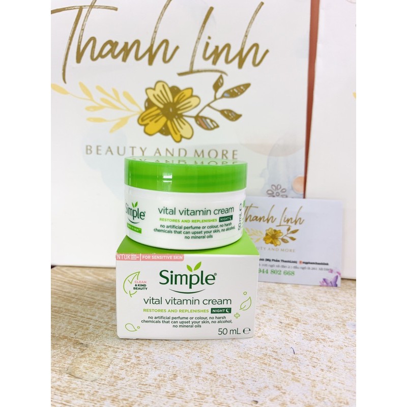 Kem Simple Kind To Skin Vital Vitamin dưỡng da ban đêm 50ml