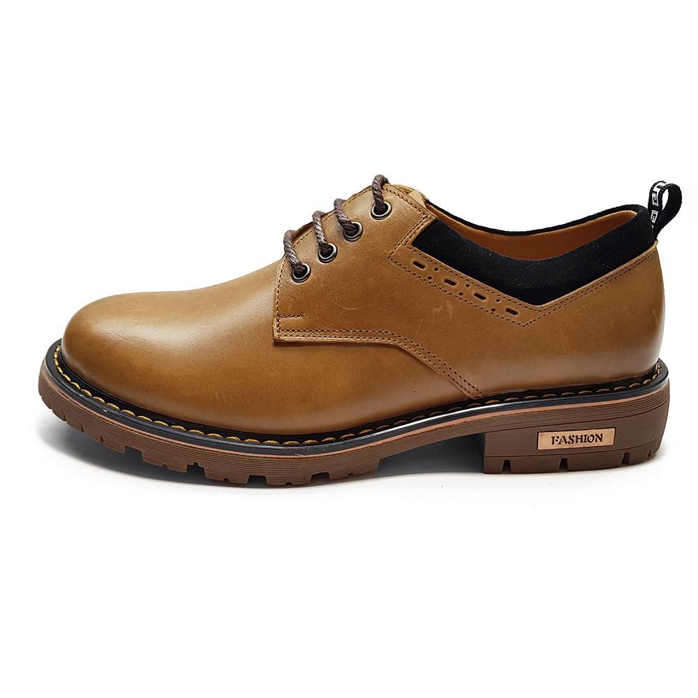 Giày Boot Nam Da Bò Thật Cổ Ngắn Hầm Hố Đầy Cá Tính Ensado DR06VMC (Vàng)