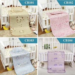 Chiếu lụa điều hoà cao cấp kèm gối cho bé