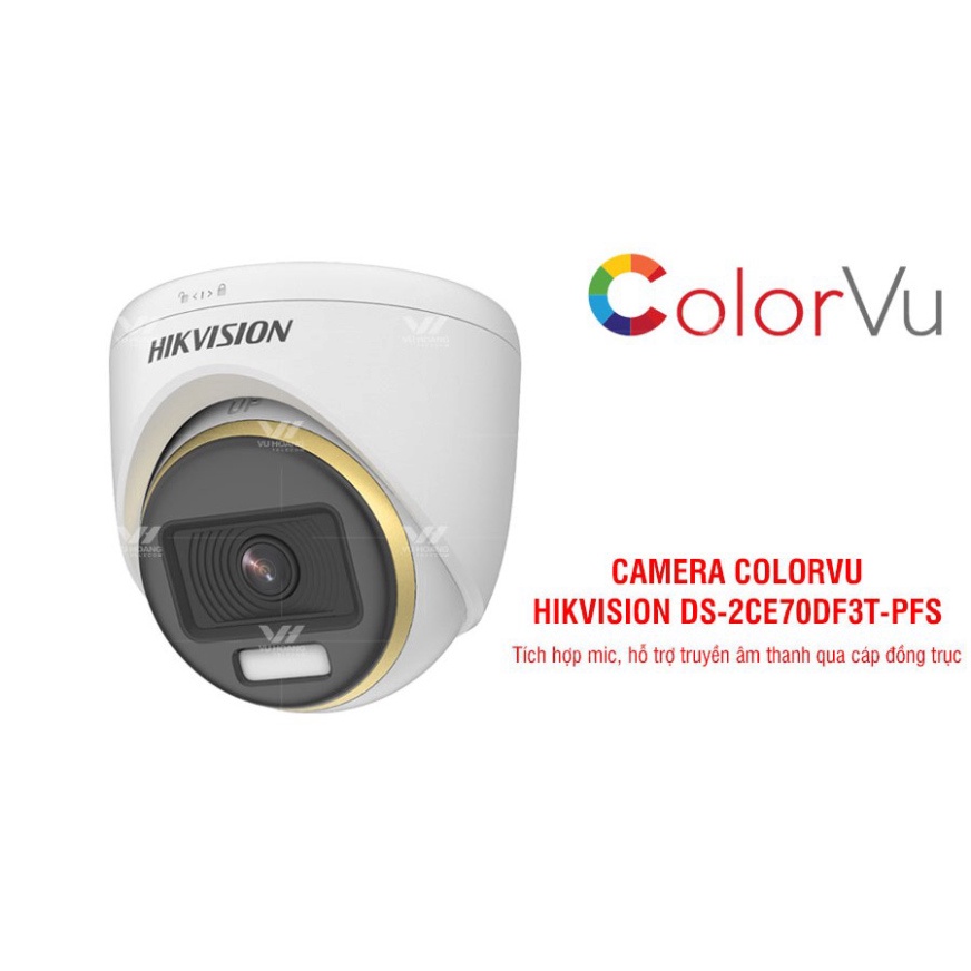 Camera Giám Sát Hikvision Full Color DS-2CE70DF3T-PFS Tích Hợp Mic Thu Âm Hàng Chính Hãng