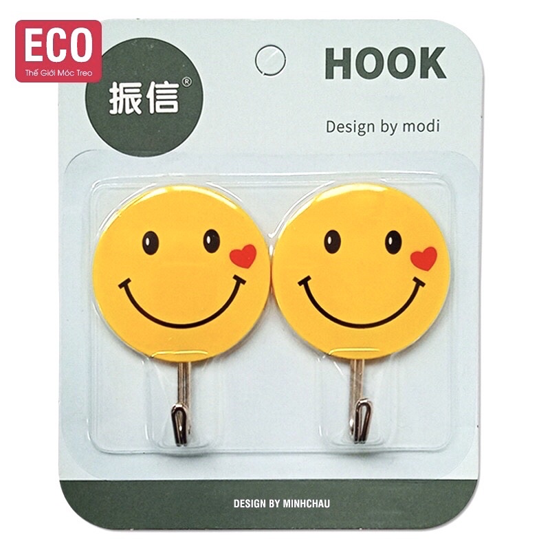 Móc dán treo tường Hook Mặt Cười Dễ Thương - Vỉ 2 chiếc