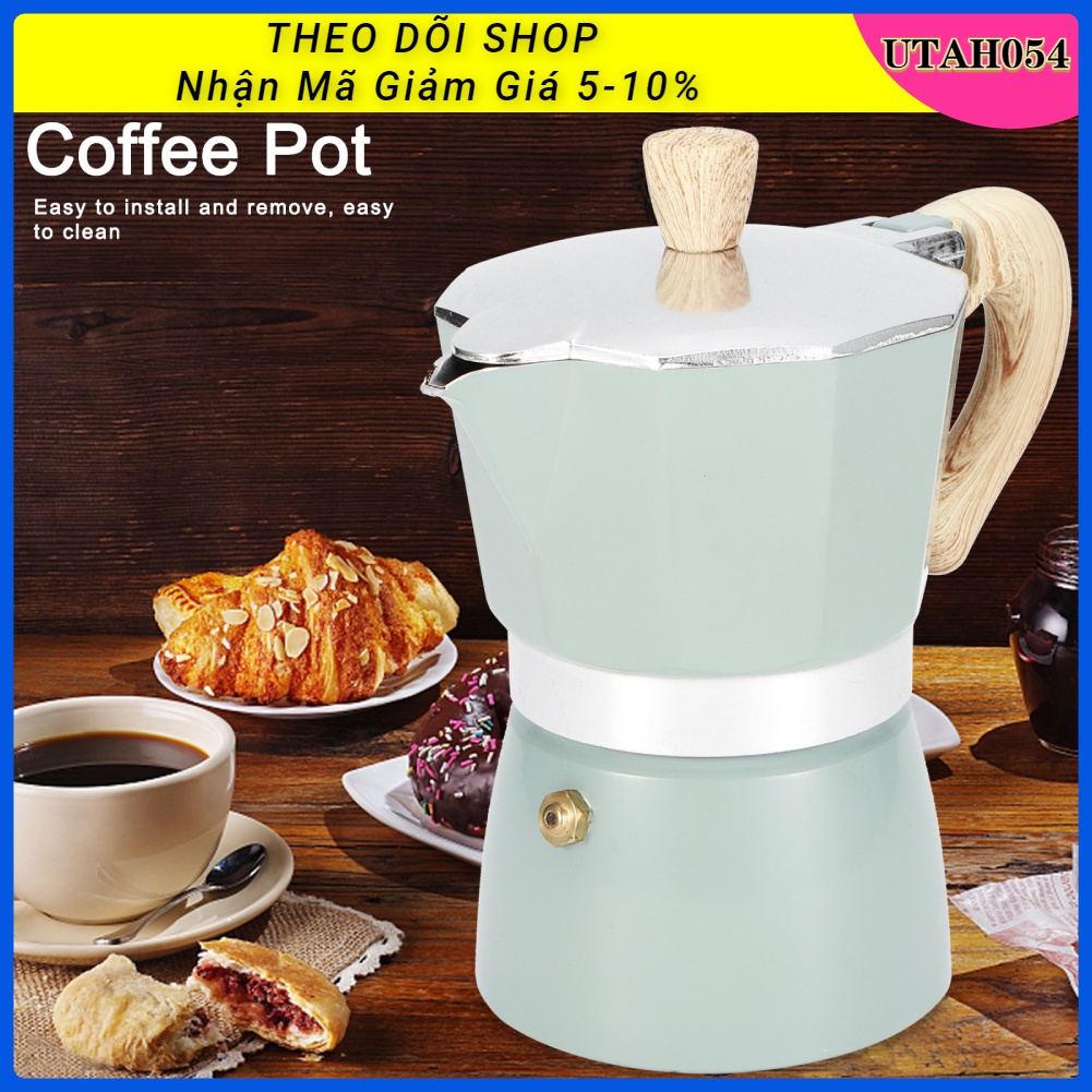 🌈Hàng Sẵn Ấm Pha Coffee Kiểu Ý Tiện Lợi Ấm, - Bình pha Cà Phê Moka Espresso Tại Nhà Máy pha cà phê trên mặt bếp Ấm đun nước hình bát giác bằng nhôm Moka cho Đồ dùng nhà bếp【Utah054】