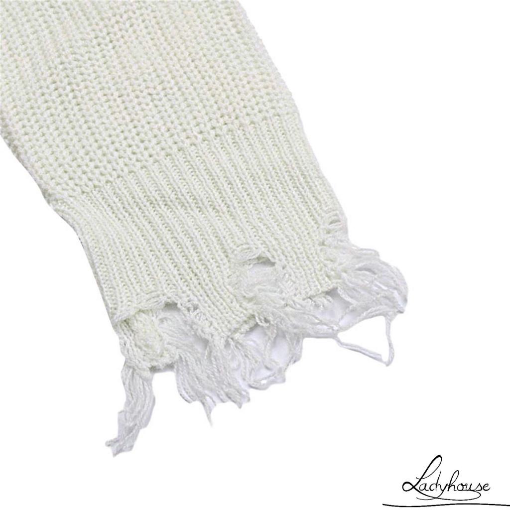 Áo Dệt Kim Tay Dài Cổ Cao Xẻ Tà Màu Sắc Trơn Thời Trang Xuân Thu Dành Cho Nữ