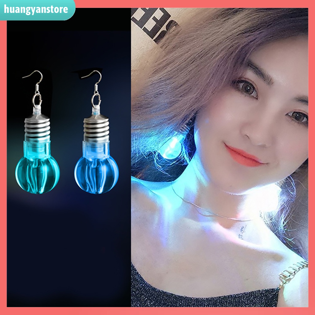 Hy| Bông Tai Mạ Bạc Kiểu Móc Hình Bóng Đèn LED Cho Nữ