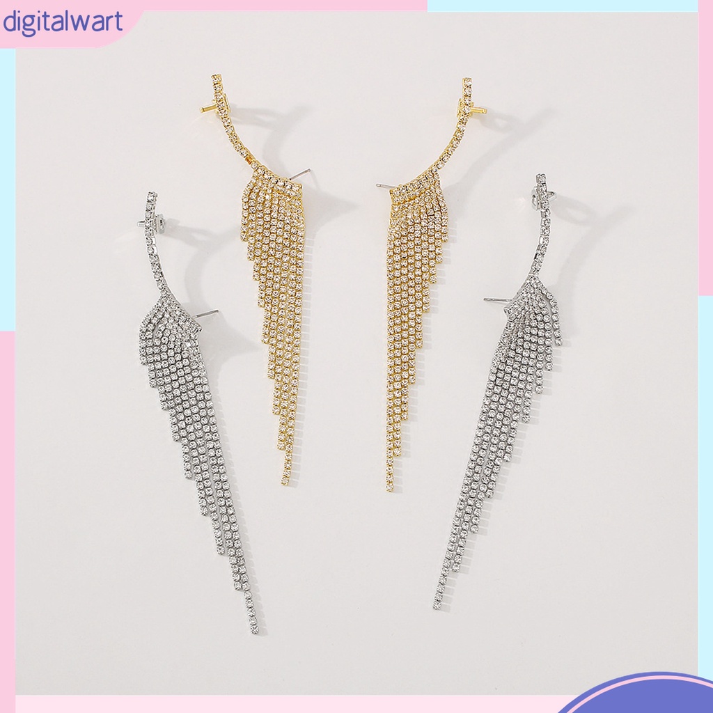 1 Đôi Bông Tai Dáng Dài Đính Đá Lấp Lánh Thời Trang Dự Tiệc